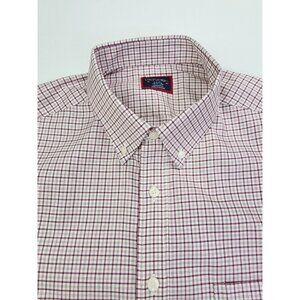 Untuckit Wrinkle Free Size Large Mens Bone Burgundy Check Button Down Logo Shirt